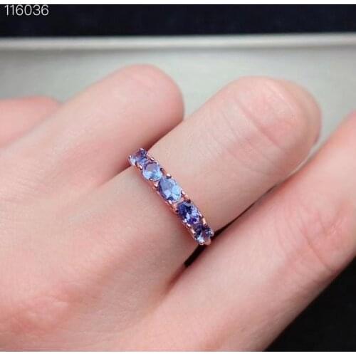Elegant Exquisite Four Natural Blue Tanzanite Ring S925 Silver Natural Gemstone Ring Womens Party Gift Fine Jewelry