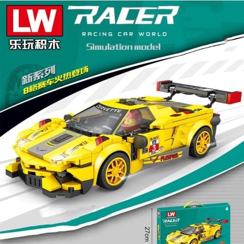 LW5008 Passion Super Racing Corvette Car Sports Model Small Particles Assembled Building Blocks Childrens Toys for Gifts