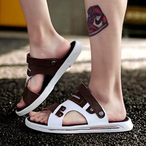 Leather erkek man classic ete roman shoes couro piel work sandalias masculina zandalias summer 2020 slide men vietnam sandel de