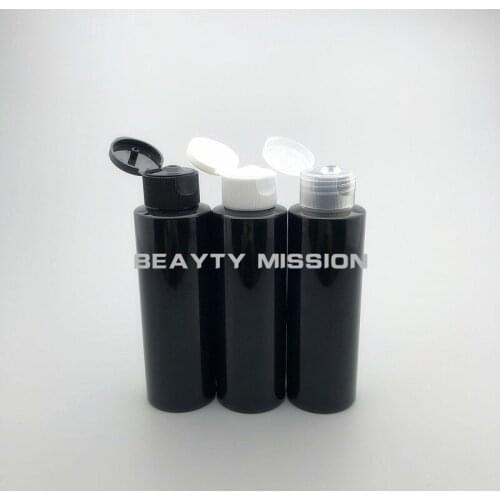 BEAUTY MISSION 48pcs 100ml black shampoo plastic travel bottles with flip top cap,100cc refillable travel shampoo PET bottles