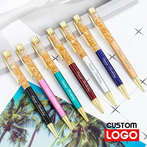 Creative Gold Foil Ballpoint Pen Advertising Pen Custom Logo Gift Metal Pen Stationery School Supplies Lettering Engraved Name
