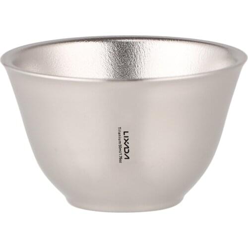 Lixada 50ml Double Wall Titanium Tea Cup Mini Water Wine Cup for Home Office Camping Hiking Backpacking