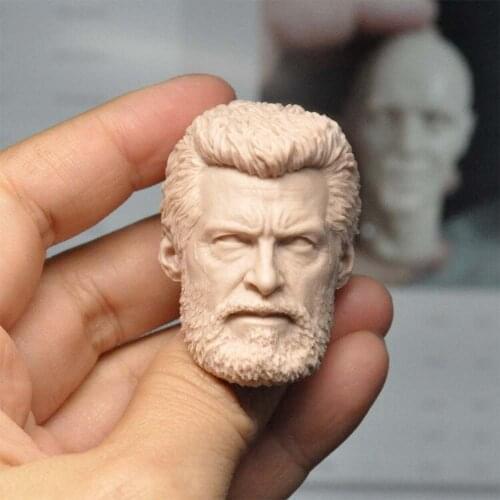 1/6 Scale Old Hugh Jackman Logan Unpainted Head Model for 12''Figure Body Toys Gifts Collections DIY