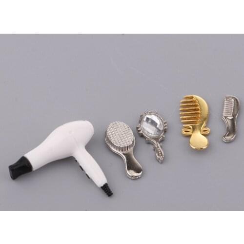 5 Pieces Simple Style Salon Set Hair Accessories Cosmetics Toys Home Decoration for 1/12 Dollhouse