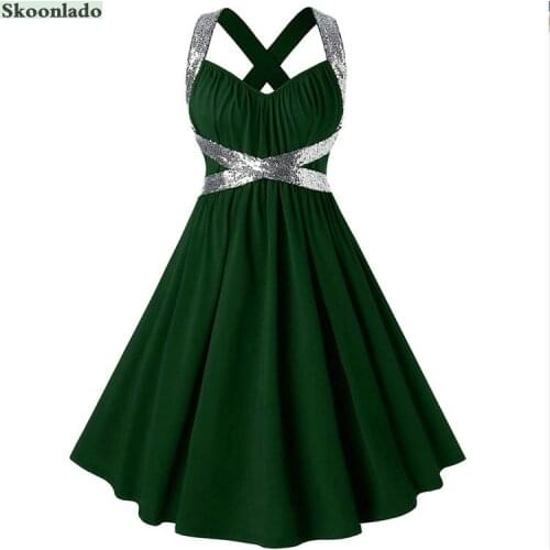 Newest S-5XL women classy dress party formal dinner hot Fashion Sexy Sequined Swing Dress oversea famous brand original design