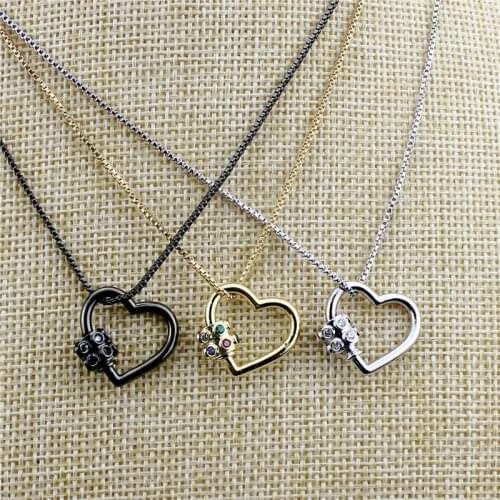 16inch 10pcs/lot New design colorful heart clasp cz necklace,plated clasp component,popular necklace cheap wholesale