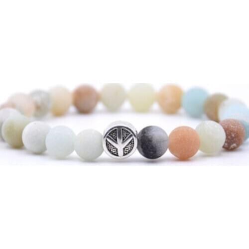 Peace 8mm bohemian multicolor Agate beads Chakra Reiki Buddha Yoga Bracelet elastic adjustable Volcanic Stone Bangles hfg3