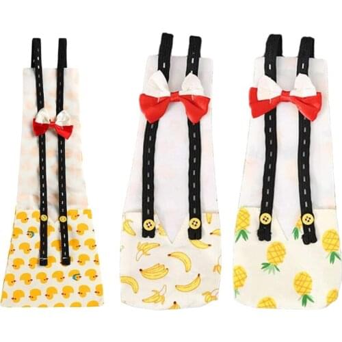 Banana Pineapple Print Duck Diaper Chicken Goose Adjustable Washable Reusable Diaper Nappy with Bow Tie for Poultry