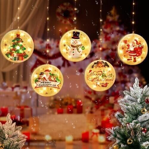 Christmas LED Hanging Lights USB LED Light String for Christmas Home Yard Decoration Santa Claus Snowman String Lights 1.5*0.65m