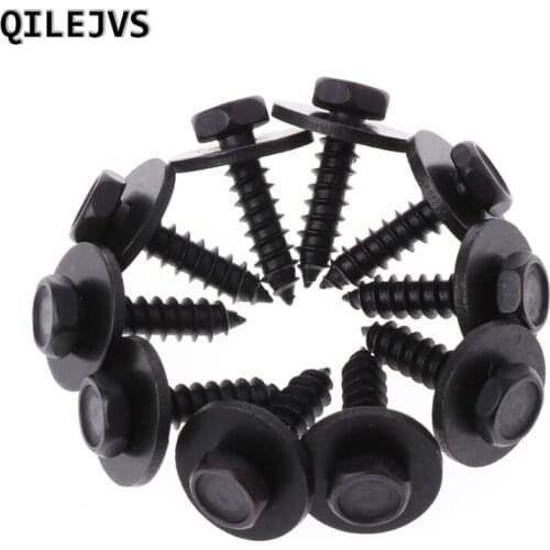 QILEJVS 10 Pcs 4.8x19mm Self-Tapping Screws Captive Loose Washer 8mm Hex Head Black