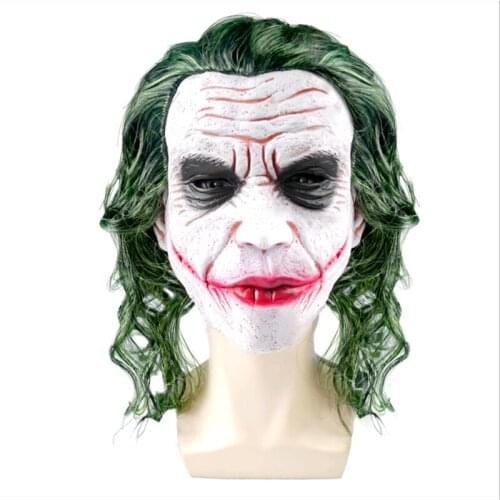 Cosplay Movie role The Joker Halloween scary silicone mask + green wig Horror party props