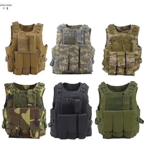 Tactical Vest Military Combat Armor Vest Mens Army Airsoft Hunting Vest Adjustable Outdoor CS Paintball Training Protective Vest