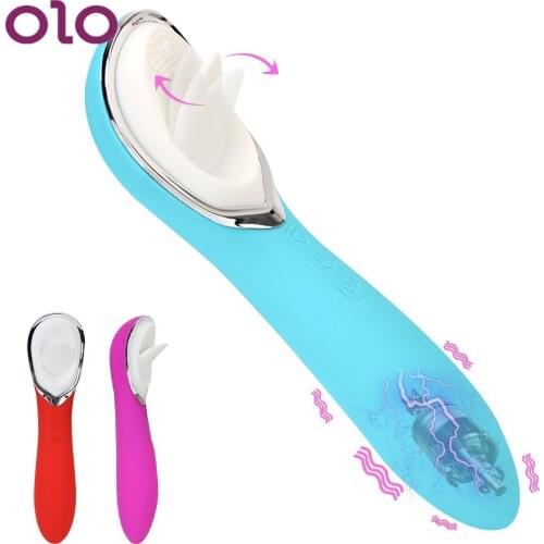 10 Speeds Oral Sex Tongue Licking Vibrators 2 in 1 Vibrating Dildo Wand Nipple Clitoris Stimulator Vagina Massager