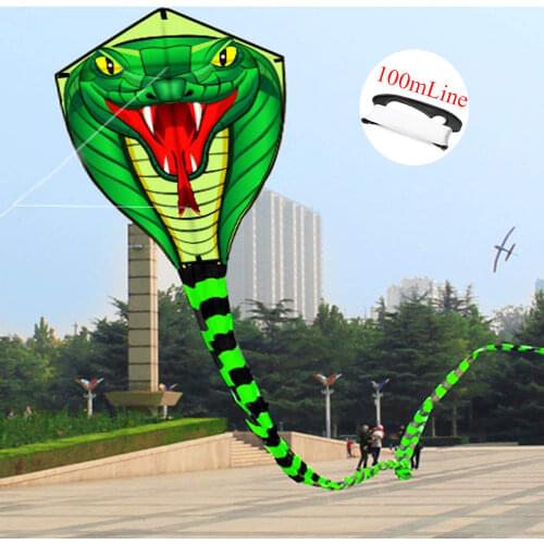 Outdoor Fun Sports For Children Adults Professional 8m Animal Large Snake /Power Cobra Wind Kite With Tools Good Flying Toy
