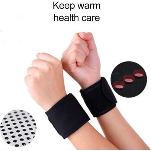 1 Pair Self-heating Sports Wrist Brace Magnetic Wrist Pads Warming Wristband FK88