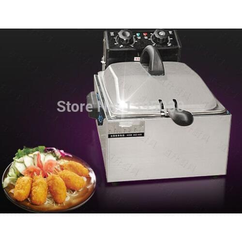 1PC 5.5L Chef Electric Commercial Deep Fryer Single Basket Steel Fried Chicken Maker Clocked Fryer