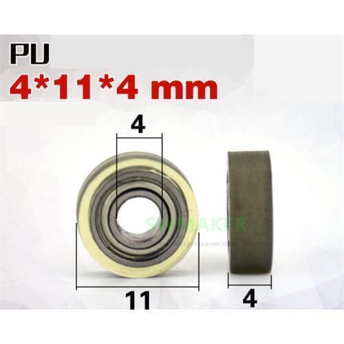 10pcs 4*11*4mm super silent polyurethane 684zz pack rubber bearing, forming bearing, rolling wheel, /PU pulley