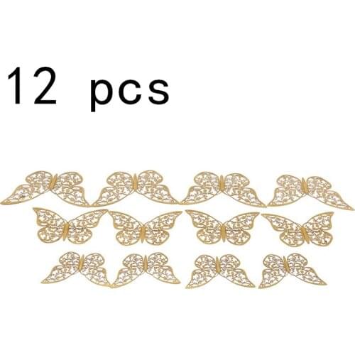 3D Holle Gouden Vlinder Muurstickers DIY Koelkast Decals Glitter Art Muurschilderingen voor Muur Of Party Decoraties