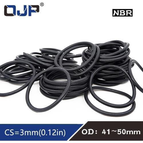 20PC/lot Rubber Ring Black NBR Sealing O Ring OD41/42/43/44/45/46/47/48/50*3mm O-Ring Seal Nitrile Gaskest Oil Rings Fuel Washer