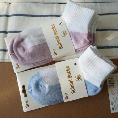 3pairs/Lot Spring Summer Soft Cotton White Kids School Socks Thin Breathable Boys Girls Mesh Socks Sets High Quality