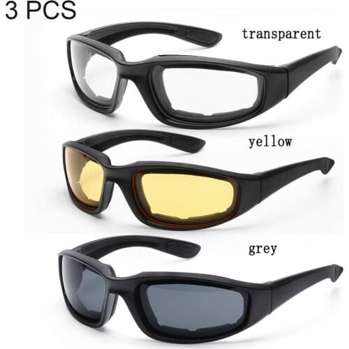 3 Pcs Motorcycle Glasses Army Sunglasses Cycling Eyewear Outdoor Sports Bike Goggles Windproof Glasses Motobike Men Eyewear