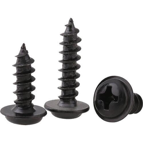 400pcs Cross Round Head with Pad Self Tapping Small Screw PWA Philips Pan Head with Gasket Tapping screw M1.4M1.7M2 Black