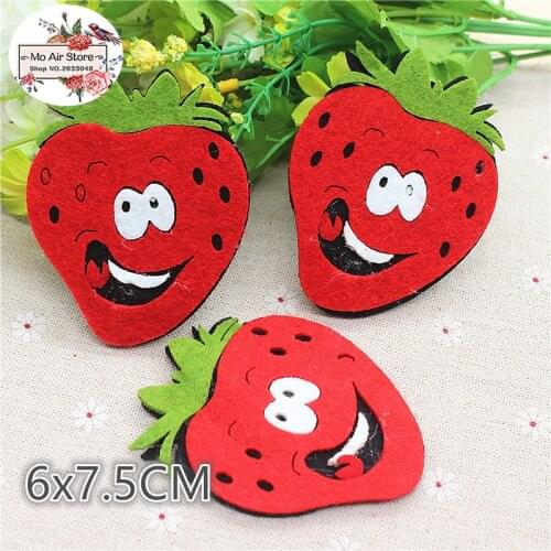 6x7CM 5pcs Non-woven strawberry patches Felt Appliques for clothes Sewing Supplies diy craft ornament