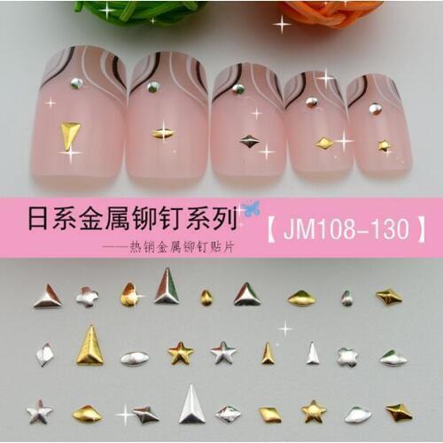 5000PCS/Lot 2016 new nail art metal stud japanese Cheap nail art glitter bulk nail art piercing metal plates nail art+JM108-130
