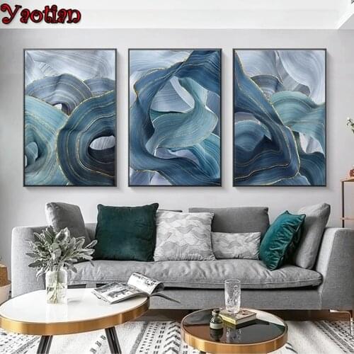 Diamond Painting Rhinestone Modern Art Abstract Ribbon embroidery paint with diamonds painting Triptych painting mosaic 3 pcs