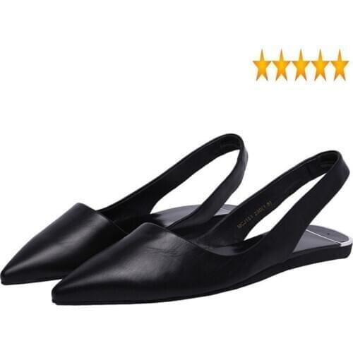 Sandals New Women Pointed Flat Toe Leather Shoes Fashion Roman Sandal Female Half Slides Mules Loafers Casual Summer Footwear