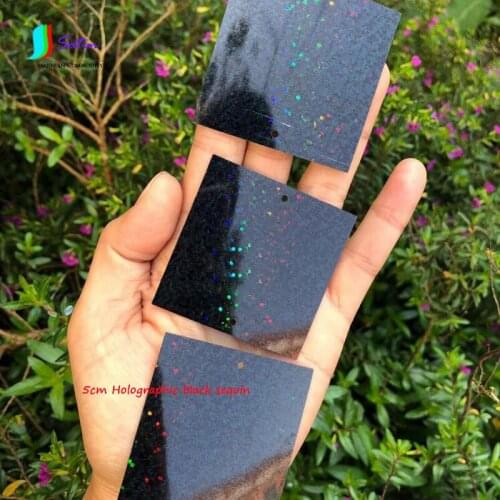 Big Size 50mm Perform Garment Decoration Door Curtain Material Square Holographic Black 2-holes or 4-holes Sequins A0061L