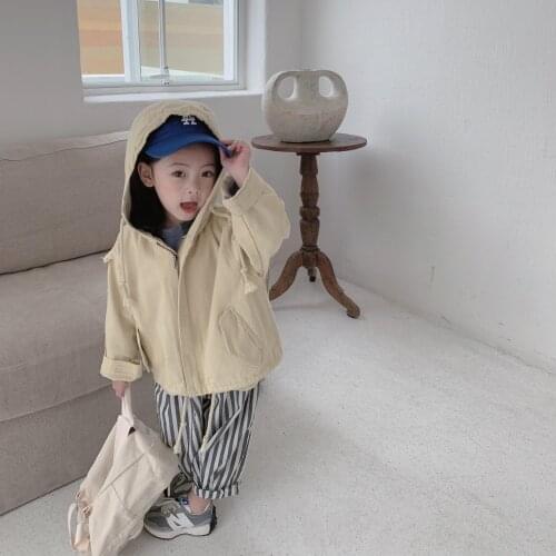 Boys Girls Korean Children Clothing Spring Autumn Cotton Hooded Coat Casual Windbreaker Childrens Windproof kid Hip-hop Jacket