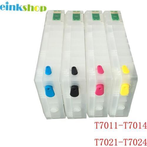 Einkshop T7021 - T7024 Refillable Cartridge with Chip for EPSON Workforce pro WP4515DN WP4525 WP4595 WP-4545 wp4015 wp4025