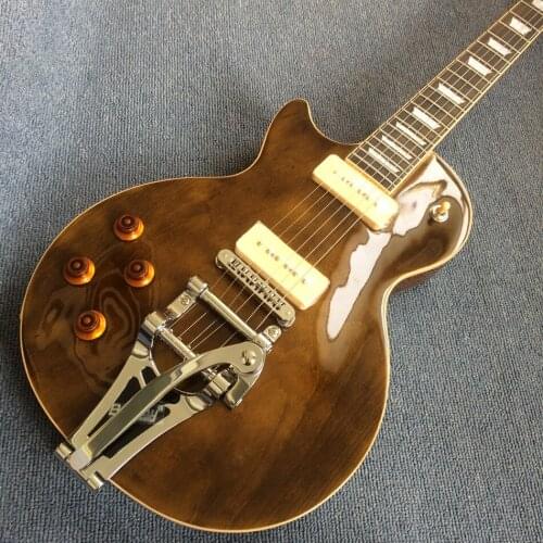 Left hand electric guitar, One piece of body & neck, Frets binding, Tune-o-Matic bridge, tremolo electric guitar