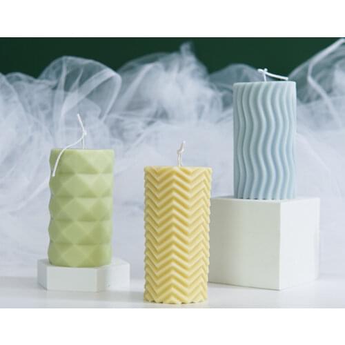 Geometric Cylinder Candle Mold Horizontal Stripes Vertical Stripes Candle Mold Simple Modern Style Candle Silicone Mold