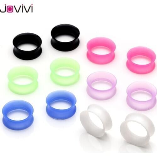 Jovivi 18mm Silicone Flexible Ear Flesh Tunnel Soft Gauge Plugs Piercing Ear Stretcher Expander Hollow Ear Piercing Jewelry