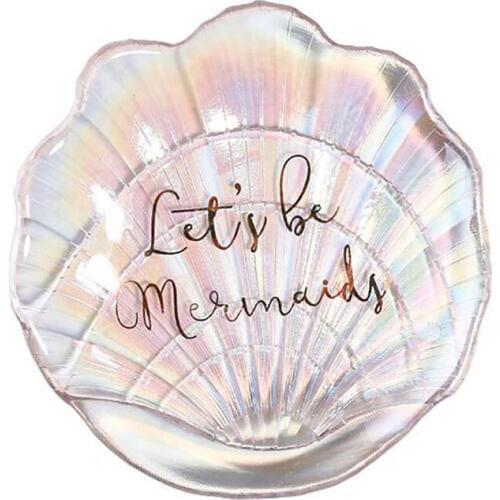 Creative Multicolor Glass Shell Shape Plate Snack Mermaid Dish Dessert Plate Dinnerware Cake Plate Kitchen Tablware Supply