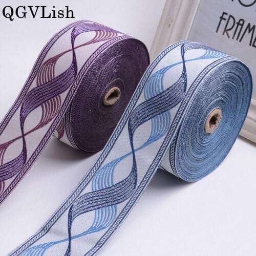 QGVLish 25M/lot 6cm Wide Jacquard Curtain Lace Trim Ribbon Belt DIY Valance Stage Sofa Clothing Living Room Decor Curtain Trims