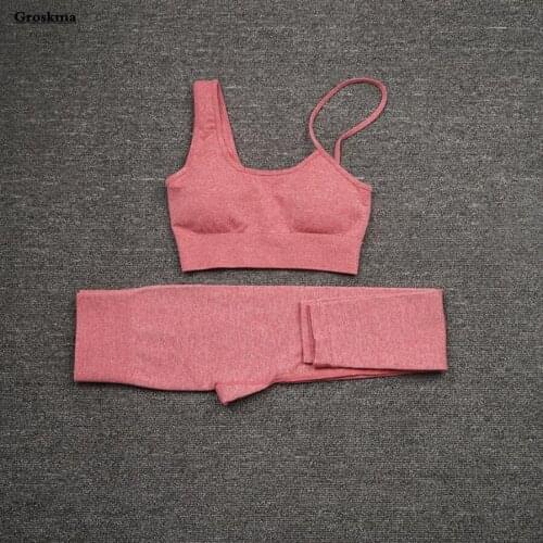 Hot Sale Yoga Seamless Sets Women High Waist Pants+Sexy Bra Fitness Gym Two Piece Suits Sports Running Clothing женская одежда