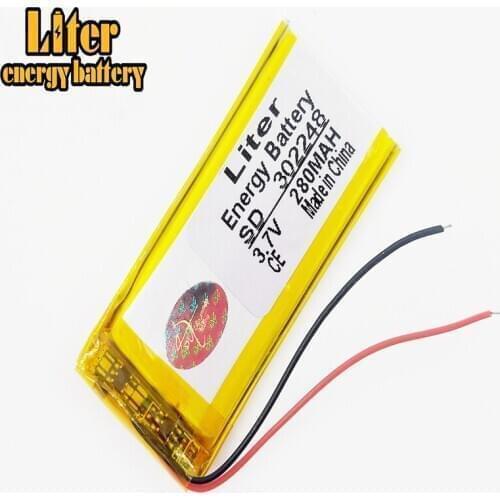 Best price 3.7v 280mAh rechargeable lithium ion battery 302248 with pcb and wire