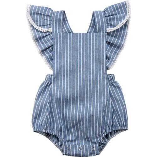 Cute Newborn Baby Girl Clothing Infant Girl Striped Ruffles Romper Backless Jumpsuit Sunsuit Summer Baby Girls Clothes