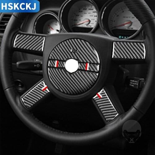 For Dodge Challenger 2008 2009 2010 2012 2013 2014 Carbon Fiber Sticker Steering Wheel Set Logo Panel Interior Car Accessories