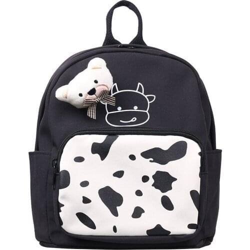 Cartoon Nylon Kids Kindergarten School Bags Children Backpacks Animal Cow Student School Bag for Girls Boy Cute Toddler Backpack