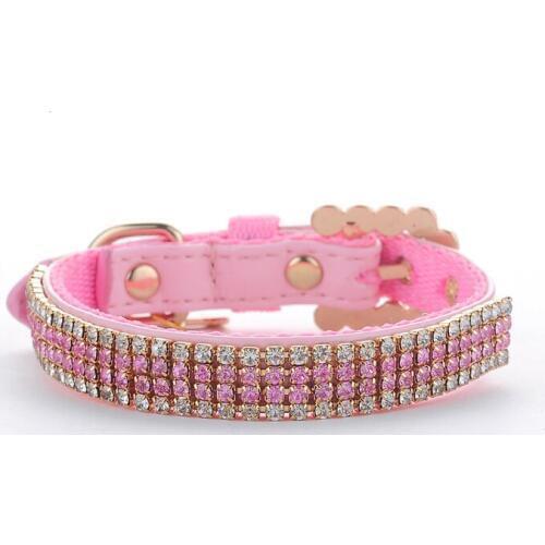 Pet Collar Hot Bling Rhinestone PU Leather Complex Nylon Crystal Diamond studded Puppy Pet Dog Collar Size S M L Pink Supplies 2