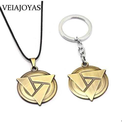 Game Dota 2 Artifact Necklace Triangle Marker Retro Bronze Pendant Necklace mens Fashion Keychain Jewelry for Fans Souvenir