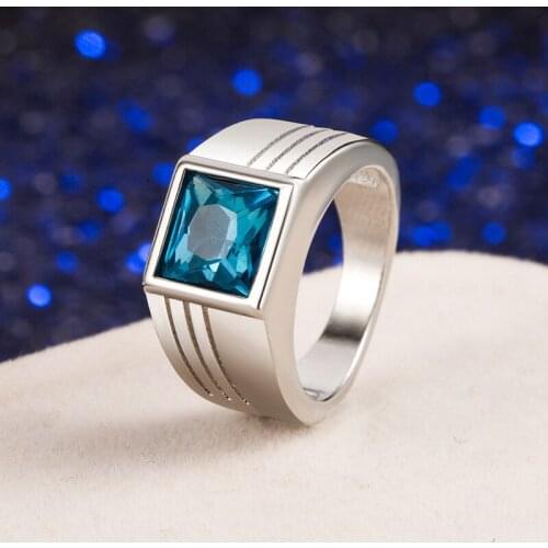 Simple Fashion Luxury Silver Color Crystal Ring For Men Domineering Charm Rings Male Jewelry Accessories Gifts