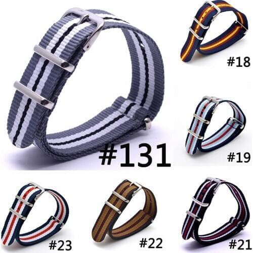Nylon Nato Style Watch Strap 20mm Fabric Striped Alternative DW Strap 16mm 18mm 22mm Army Sport Wristband Steel Buckle Belt