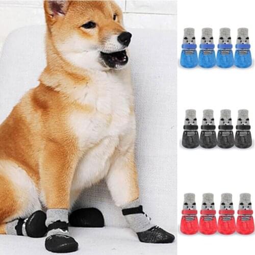 Rubber Dog Shoes Waterproof Non-slip Dog Socks for Small Medium Dogs Cotton puppy boots Outdoor Pet Product for Dog Dropshipping