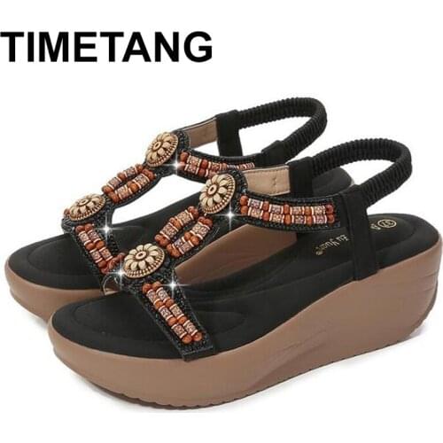 TIMETANG Roman Sandals Summer 2021 fashion sandals with floral wedges and platform shoes