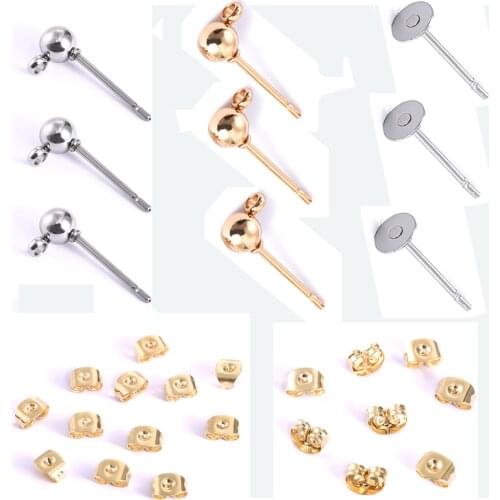 20 Pieces Of Stainless Steel/Gold-Plated Stud Earrings With A Diameter Of 4/5/6/8/10 mm, For DIY Jewelry Making